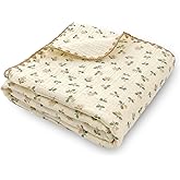 Gunnaicat Double Layered 100% Cotton Muslin Baby Blanket Ultra-Soft 40x40 Inch Swaddling Nursery Crib Blanket (Flowers)