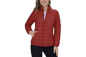 TACVASEN Womens Puffer Jacket Quilted Lightweight Stand Collar Zip Up Alternative Down Coat Warm Winter with 4 Pockets