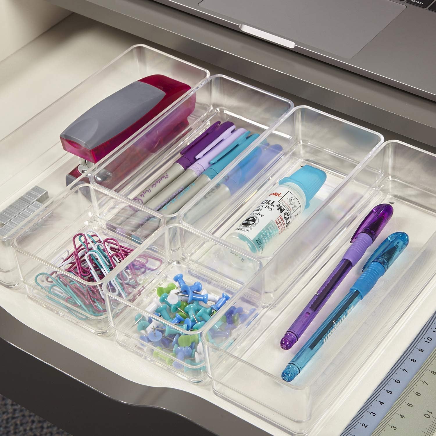 STORi Clear Plastic Vanity and Desk Drawer Organizers | 6 Piece Set: Clothing