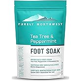 Epsom Salt Tea Tree Foot Soak-Toenail Repair, Softens Thick Calluses & Corns, Stubborn Foot Odor, Athletes Foot Burning & Itching, Damaged Discolored Nails: Purely Northwest USA 16 ounces/1Lb