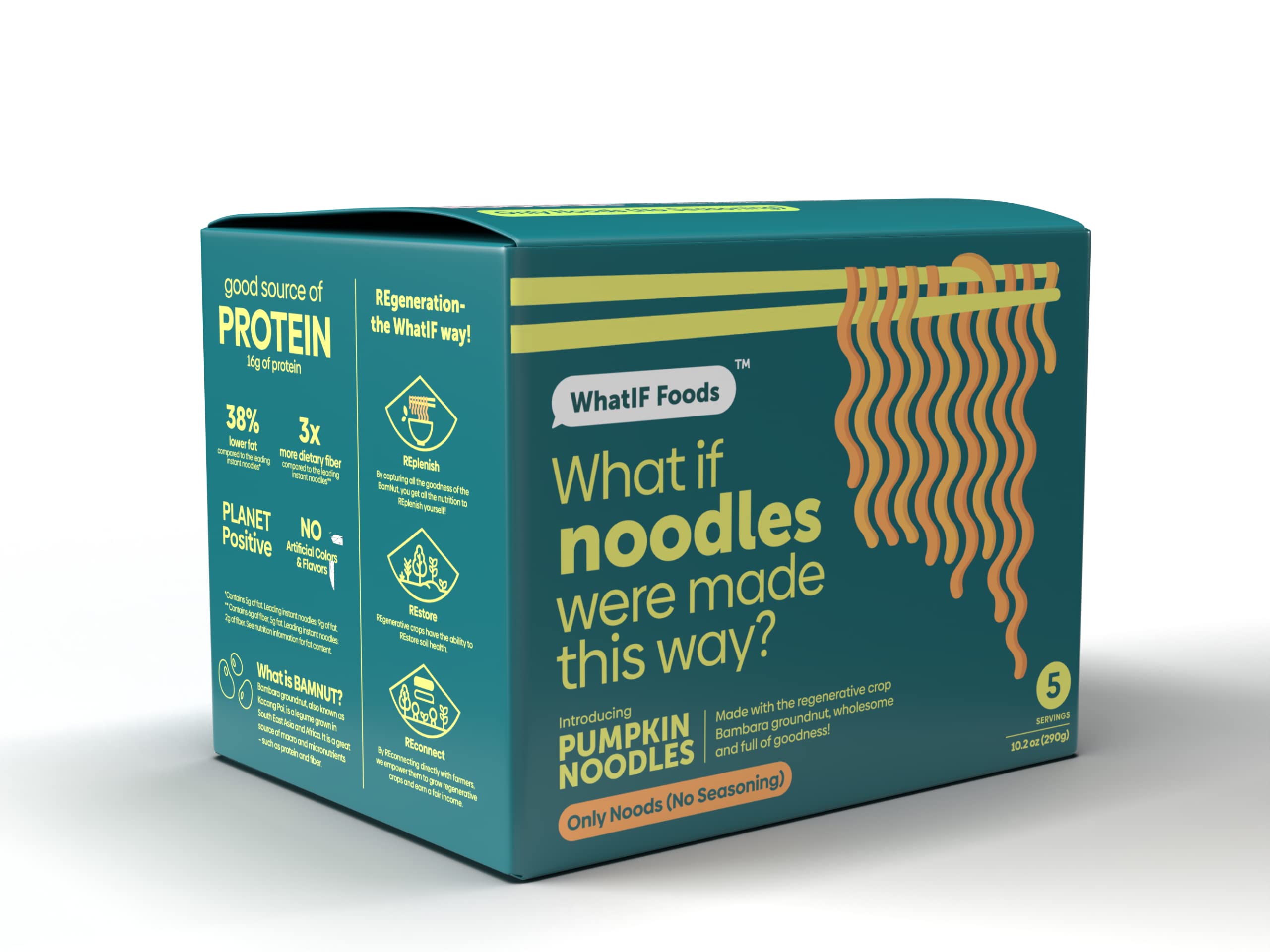 Photo 1 of Exp date 10/2025.   Healthy Instant Pumpkin Noodles Unflavored | Vegan, Air Fried, Lower Sodium, 16g Protein & 6g Fiber | For Ramen, Wok, Stir Fry | Quick Cooking 5 Pack by WhatIF Foods