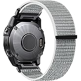 WolliLe Nylon Sport Watch Band Compatible with Garmin Fenix 5/Fenix 6/Fenix 7/Fenix 8/Fenix E 47mm, 22mm Quickfit Woven Wristband Strap for Fenix 7 Pro/6 Pro/5 Plus/Approach S60/S62