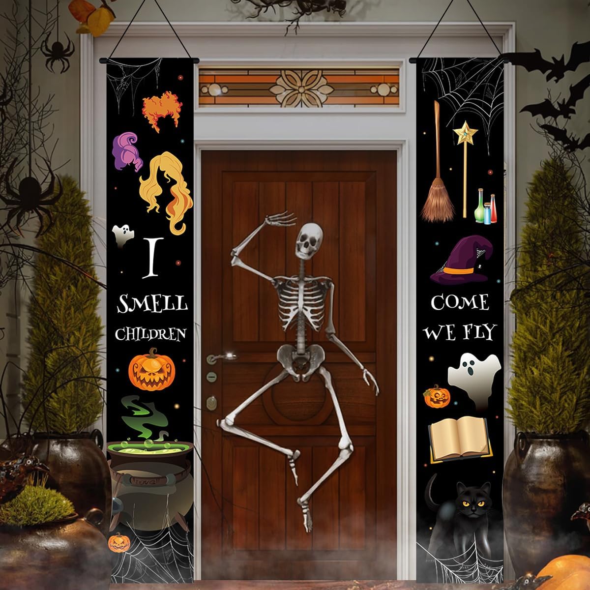 Yard Signs - HOMDAILY Halloween Decorations Outdoor, Halloween Witches Theme I Smell Children Porch Sign halloween Door Banner, Hocus Pocus Decorations, Trick or Treat Sign Happy Halloween Banner for Outdoor/ Indoor Decor