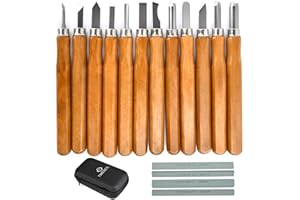 TIMESETL 12PCS Wood Carving Knife Set, Wood Carving Tool Set Carving Kit for Beginners DIY Woodworking Sculpting Whittling