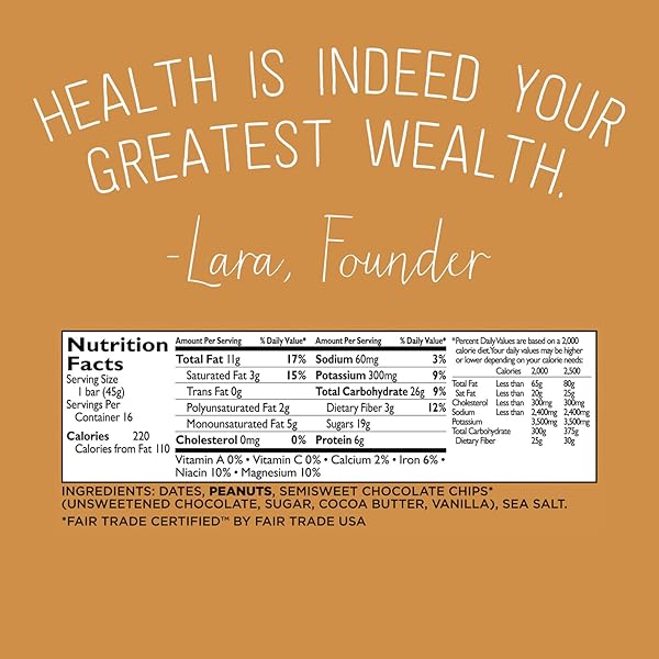 LARABAR GLUTEN FREE BAR, PEANUT BUTTER CHOCOLATE CHIP, 1.6 OZ BARS (16 COUNT), WHOLE FOOD GLUTEN FREE BARS, DAIRY FREE SNACKS