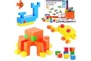 Hiwawind 1.18 Inch Magnetic Blocks 30pcs, Toddler Toys for Boys and Girls,Large Magnet Building Toys,Creative STEM Montessori Sensory Toys, Magnet Toys for Kids Age 3 4 5 6 7 8 Year Old