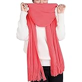 Wander Agio Women's Warm Long Scarves Winter Scarfs Pure Color Scarf Tassel