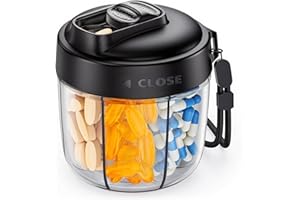 AUVON Portable Pill Dispenser to Store 7 Various Supplements, Travel Pill Organizer Bottle with Anti-Mixing Design, Arthritis-Friendly Pill Container with Wide Opening & Slider Lid, 20 Blank Stickers