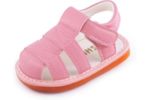 WILLFUN Baby Boy Girl Summer Infant Squeaky Sandals Premium Rubber Sole Closed-Toe Non-Slip Shoes Toddler First Walkers