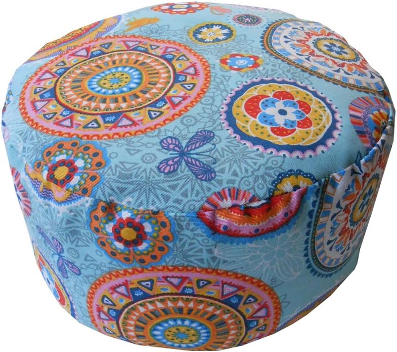 Cushion Zafu "Mandalas" - Meditation Cushion - Yoga Cushion (32cm diameter x 16 high) - 100% cotton and buckwheat husk - washable cover - Exclusive Design