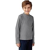 Arshiner Boys Long Sleeve Turtleneck T-Shirt Solid Color Warm Tee Tops Casual Thermal Pullover for Kids 5-12 Years