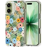 MOSNOVO for iPhone 17 Case | Military Grade 6.6ft Drop Tested | Camera Control | Clear with Pastel Floral Garden Design