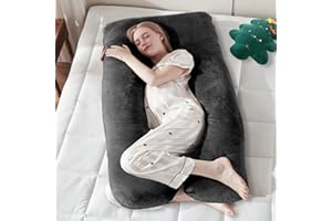 DOWNCOOL Pregnancy Pillow, U Shaped Body Pillow, Memory Foam Maternity Pillow, 55 Inch Black Maternity Support with Removable Cover for Sleeping,Support for Back, Hips, Legs, Belly