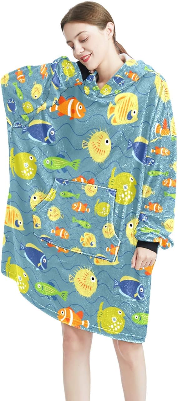 Women's Nightgown long Sleeve Sleep Nightshirt with pockets，Tropical