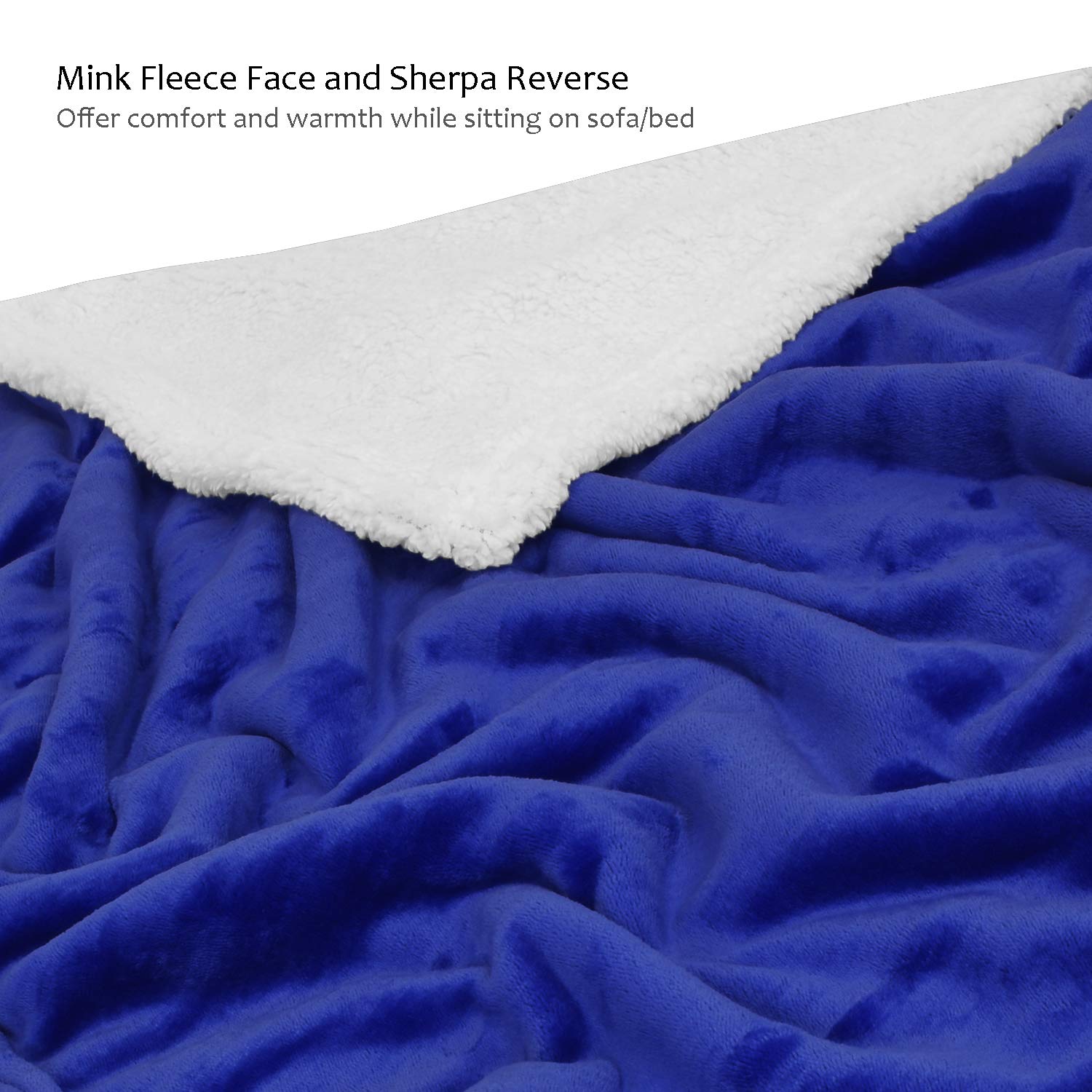 Catalonia Platinum Blanket with Sleeves, Dual Microplush Fleece Sherpa Warm Blankets for Adult Women Men 183cm x 140cm, Blue