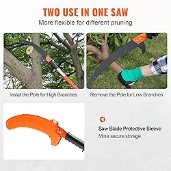 VEVOR Manual Pole Saw, 7.3-27 ft Extendable Tree