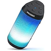 ANCOBER Portable Wireless Bluetooth Speaker with HD Powerful Stereo Sound, 8 Cool LED Light Modes, IPX4 Waterproof, 30H Playtime, TWS Pairing, BT5.3 with AUX-in, for Outdoor/Home/Party, Ideal Gift