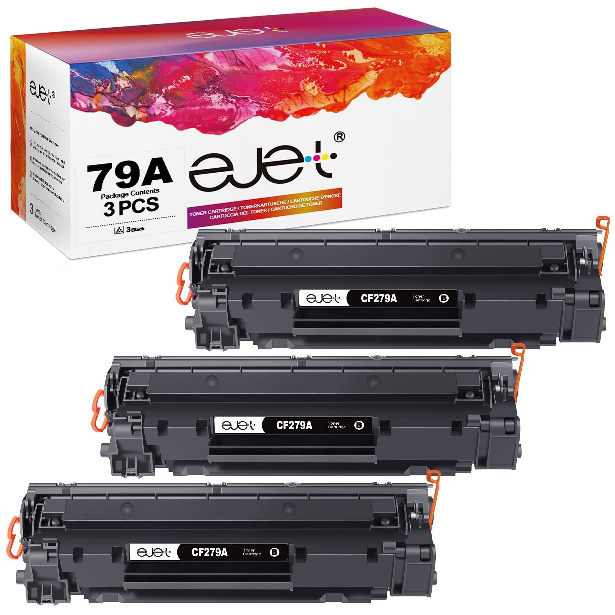 ejet 79A Toner Compatible for HP CF279A Toner Cartridges for LaserJet Pro M12 M12a M12w, LaserJet Pro MFP M26 M26a M26nw Printer (Black, 3-Pack)