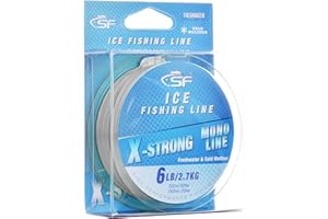SF X-Strong Monofilament Ice Fishing Line with Spool Mono Line 3/4/6/8LB 330YD/300M Clear/Fluor Green Fishing Wire Freshwater