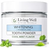 Living Well Dr. Michelle Remineralizing &amp; Whitening Tooth Powder, Cool Mint | Fluoride-Free Hydroxyapatite Formula, Enamel Strength Support and Whitening