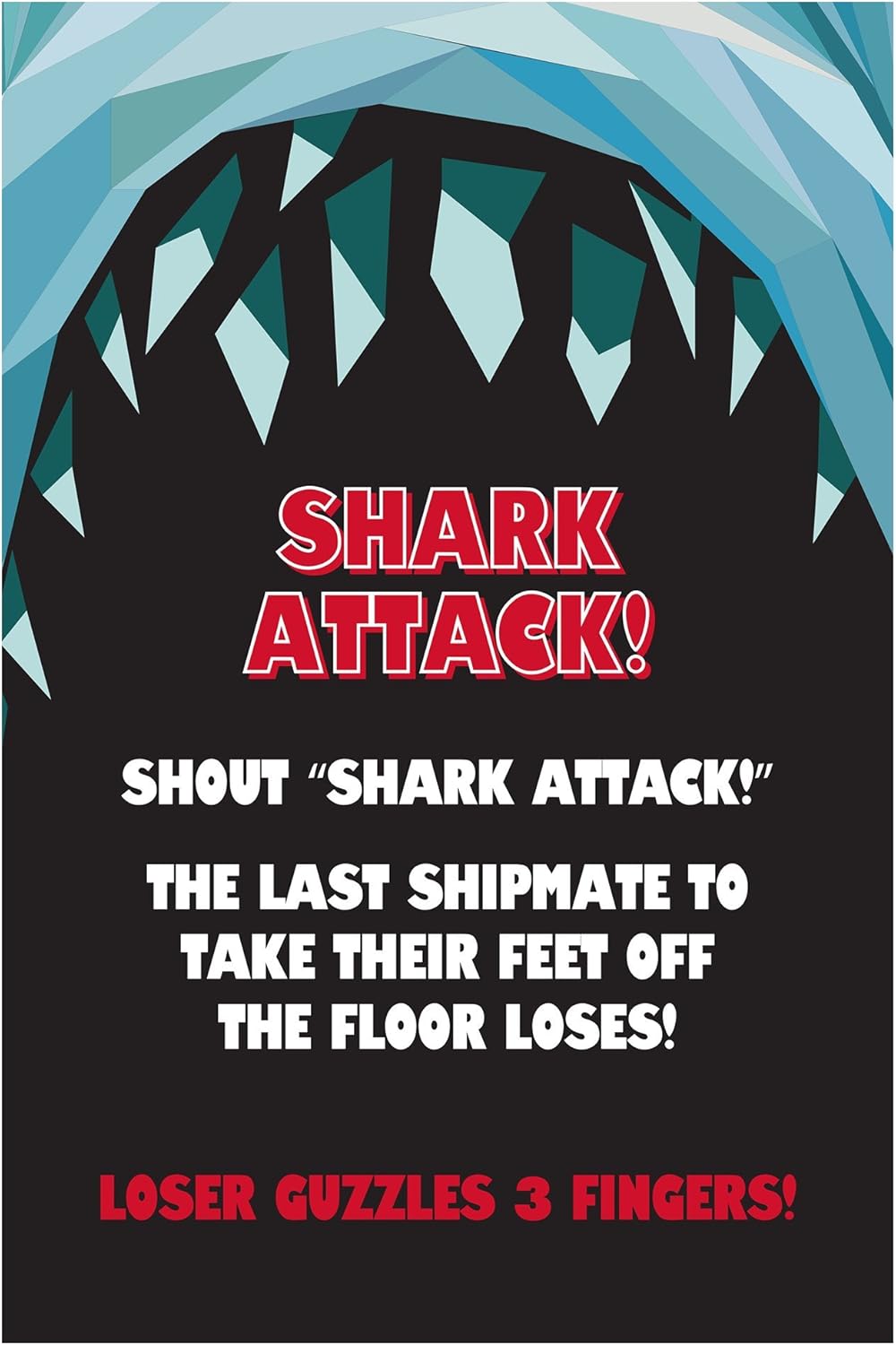 Guzzling Sharks Drinking Card Game, Blue and White, Red and Black, 5.7 cm (W) x 9 cm (L) x 2.5 cm (H) - Image 5