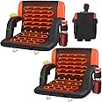 HOPERAN Dual-Sided Heated Stadium Seats for Bleachers with Back Support, 3 Levels Heating Bleacher Seats with Backs and Cushion Wide, 5 Pockets Portable Stadium Chair for Outdoor Sports (Orange)