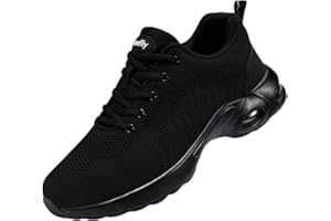 Tinefiy Steel Toe Shoes for Women Lightweight Safety Shoes Air Cushion Comfortable Slip Resistant Indestructible Womens Puncture Proof Work Shoe