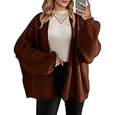 Saodimallsu Womens Oversized Cardigan Sweaters Open Front Chunky Knit Casual Long Lantern Sleeve Fall Sweater Coats