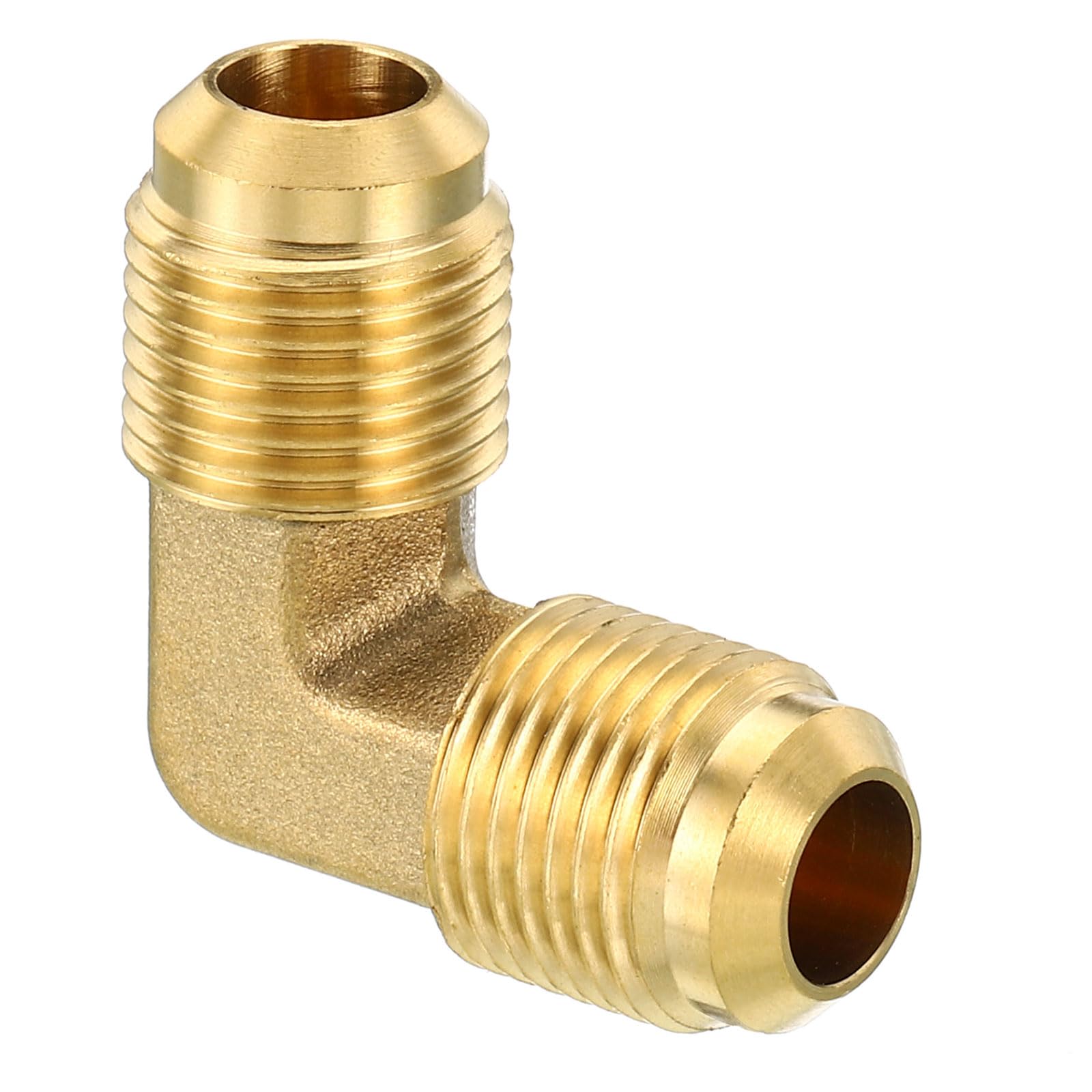 PATIKIL 3/8" x 3/8" Brass Pipe Fitting, Flare 90 Degree Elbow Tube Fitting Pipe Adapter Connector for Air Conditioner Refrigeration Plumbing