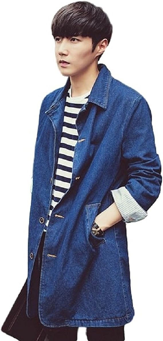 Amazon Sufoen メンズ ブルゾン ミリタリー デニム ジャケット ロング シャツ ネイビー Gジャン コート ジャケット 通販