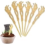 72 Pcs Halloween Cupcake Toppers, Skeleton Hand Cocktail Picks - for Zombie Monster Hand Cake Topper Food Decorations by 4E's