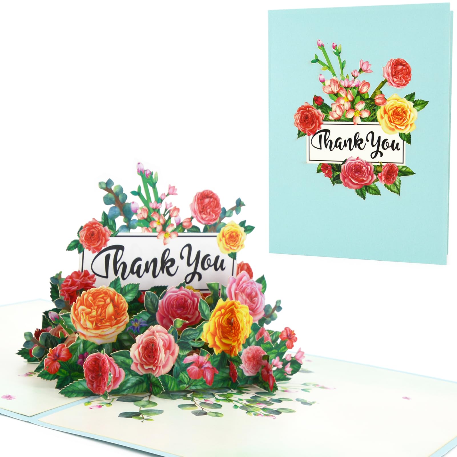 Fassory 3D Pop Up Thank You Card, Flowers Thank You Card for Teachers Friends Colleagues Mum Grandma Sister