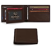 RUNBOX Wallet for Men Bifold RFID Blocking Wallets with 2 ID Window 14 Card Holders 1 cash pocket 1 Gift Box