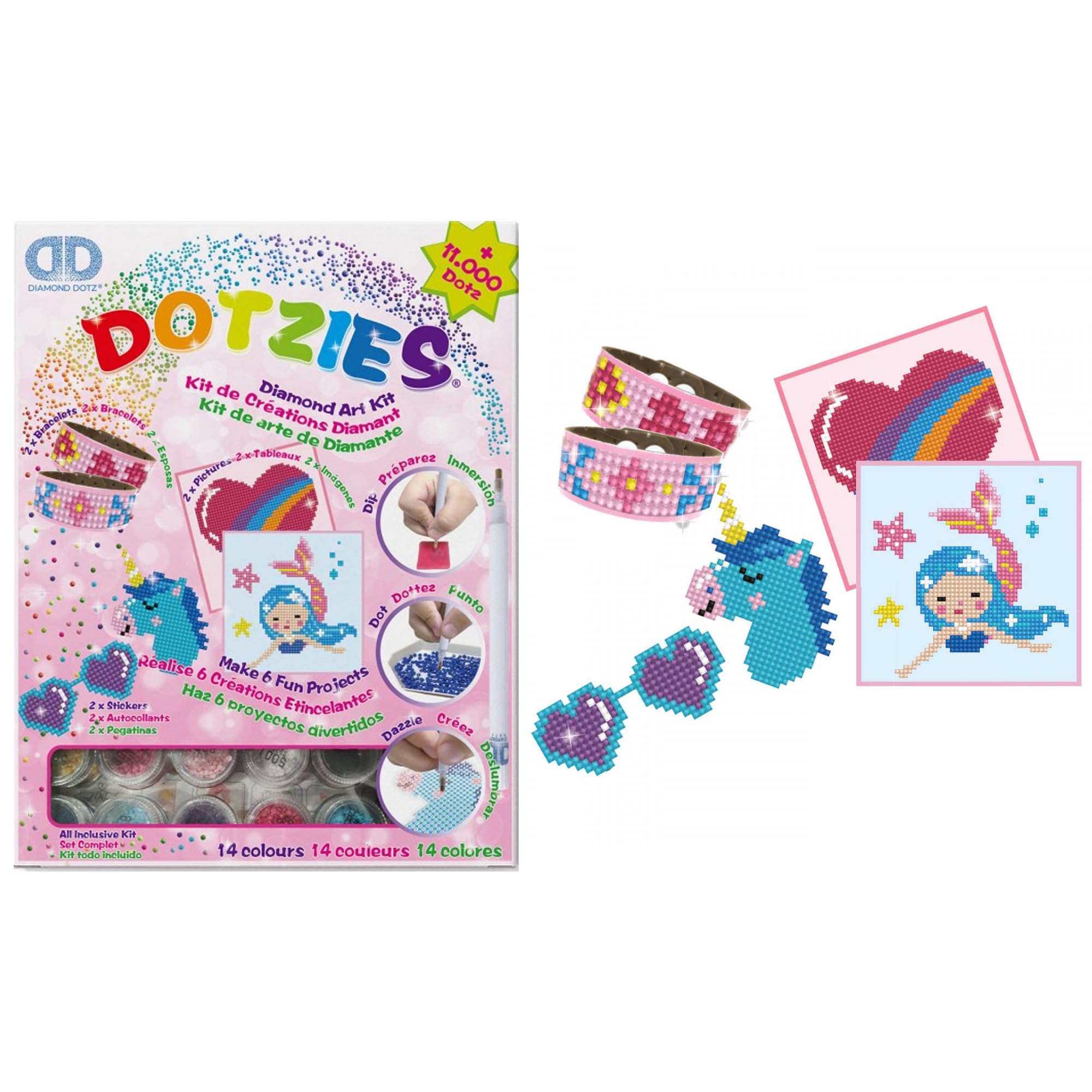 Pracht Creatives Hobby Diamond Dotzies Art Kit, Diamond Creative Set for Children 8 Years + Create 2 Bracelets, 2 Pictures and 2 Stickers