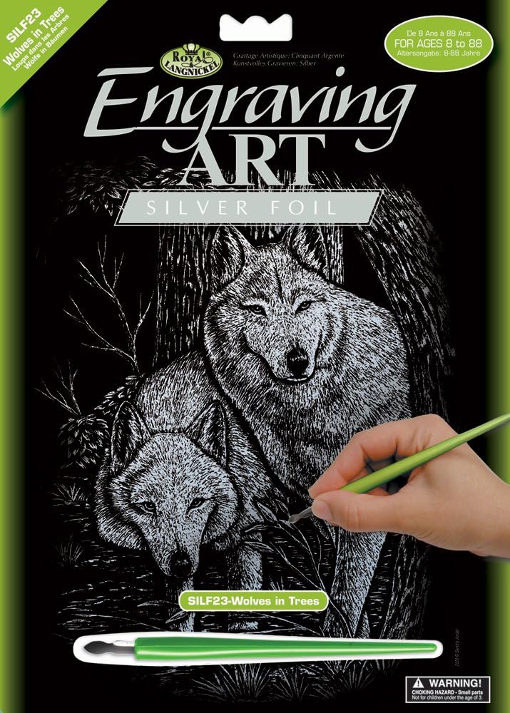 Royal & Langnickel Silver Engraving Art A4 Size Wolves in Trees Designed Painting Set - Image 4