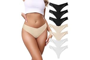 Oegho 7 Pack Seamless Thong Underwear for Women No Show Breathable Stretch Comfy Soft