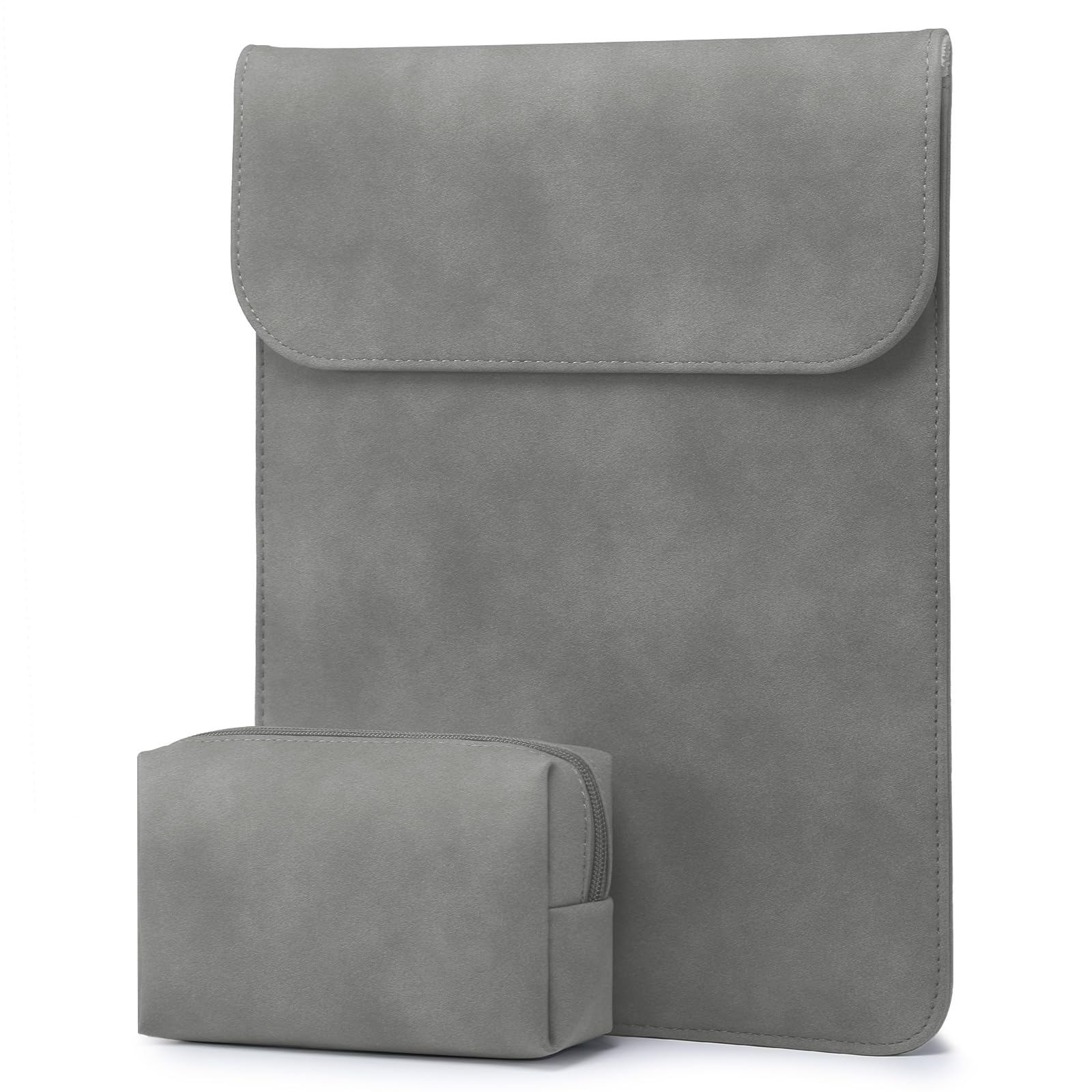 HYZUO 15-16 Inch Laptop Sleeve for MacBook Pro 16 M5/M4/M3/M2/M1 Pro/Max A3428 A3429 A3403 A3186 2026-2019, MacBook Pro 15 2015-2012, XPS 15, Faux Suede Leather Case with Accessory Bag, Dark Grey
