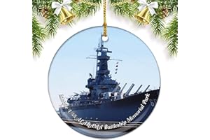 UMSUFA Alabama Mobile USS Alabama Battleship Memorial Park USA America Christmas Ornaments for Tree Ceramic Pendant Double Sided Ornament Decor Xmas Gifts Porcelain Travel Souvenirs