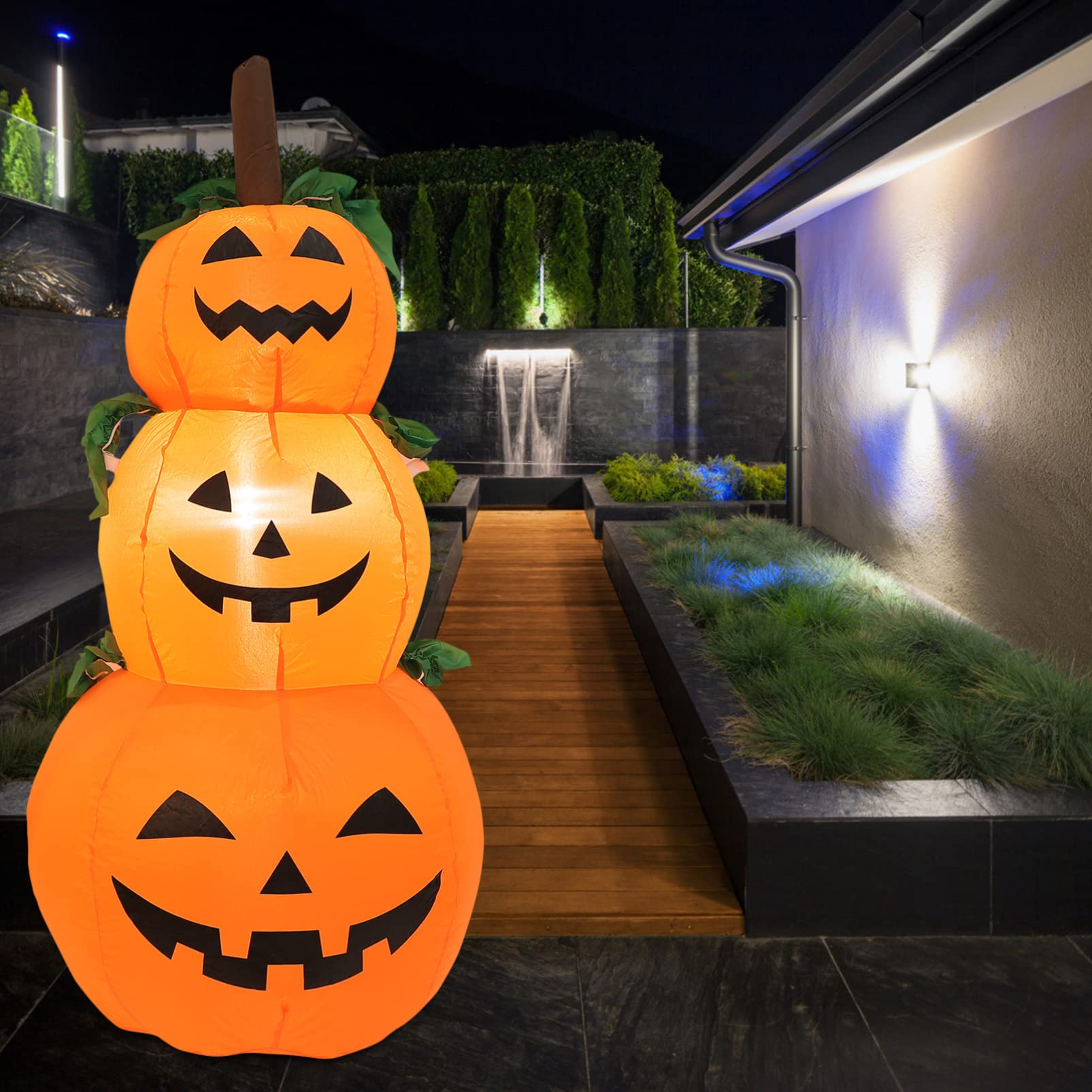 CLISPEED Inflatable Pumpkin 4ft - Carnival Halloween Outdoor Decorations Blow Up Pumpkin with LED Lights Bulit-in for Carnival/Halloween Party/Home/Yard/Lawn/Garden(UK Plug)