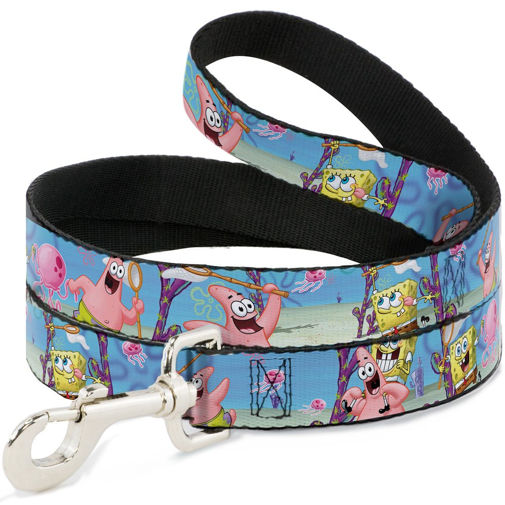 Buckle Down "SpongeBob & Patrick Starfish Jellyfishing Scenes Pet Leash, 6'-1/2"