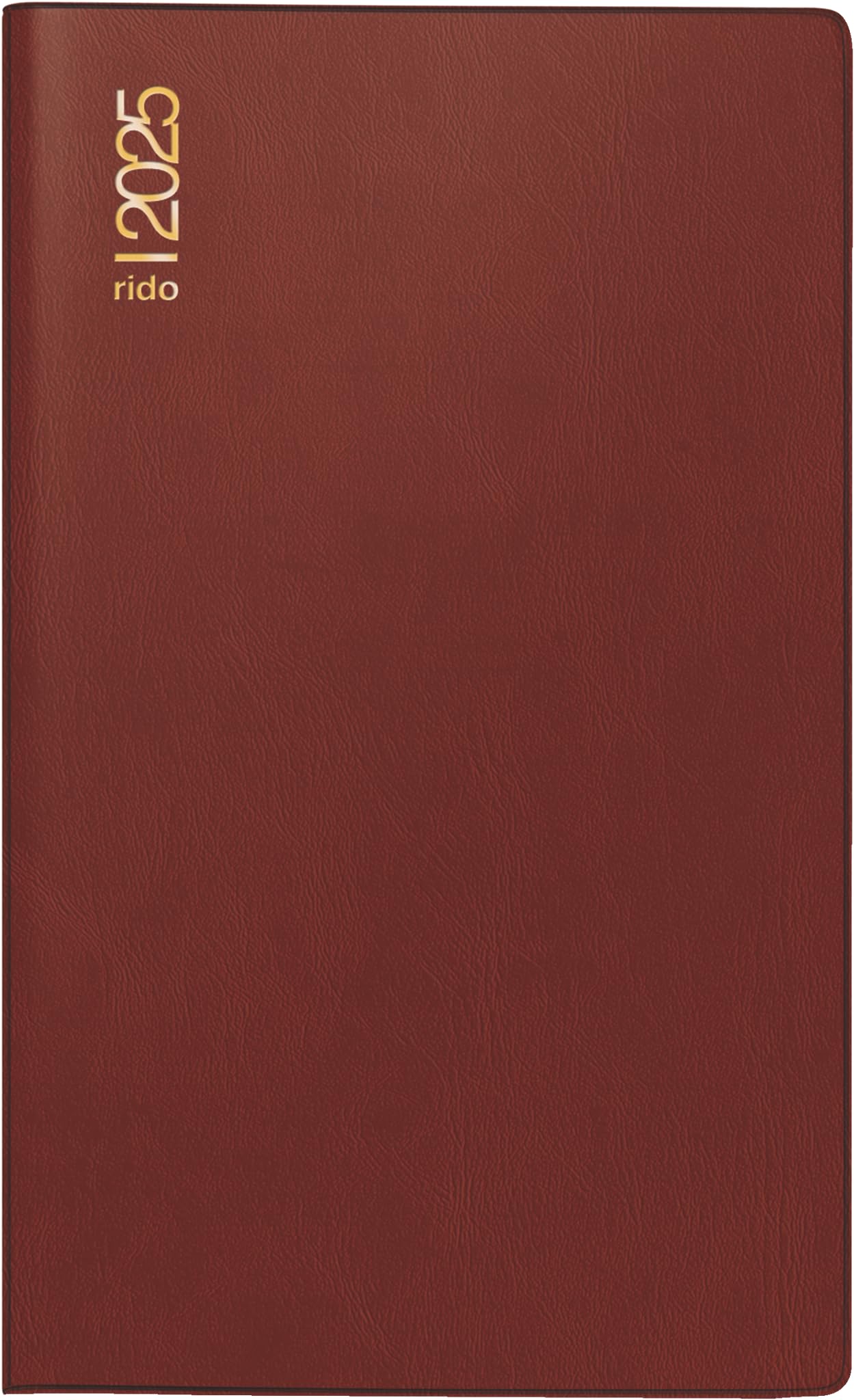 rido/idé Pocket Diary Model GILET Planner (2025), 2 Pages = 1 Month, A7, Plastic Cover, Bordeaux