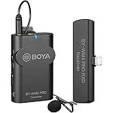 BOYA Wireless Lavalier Microphone for iPhone iPad iOS Devices, Lapel Clip On Cordless Lav Mic YouTube Podcast Vlog Lightning 