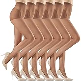MANZI Pantyhose for Women Nylon Sheer Tights Under Dress 20D 6 Pairs