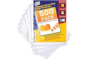 Office Werks 500 Pack of Heavyweight Sheet Protectors, 8.5" X 11" Heavy Duty Clear, Plastic Sheet Sleeves for 3 Ring Binder, Durable Top Loading Paper Protector with Reinforced Holes, Archival Safe