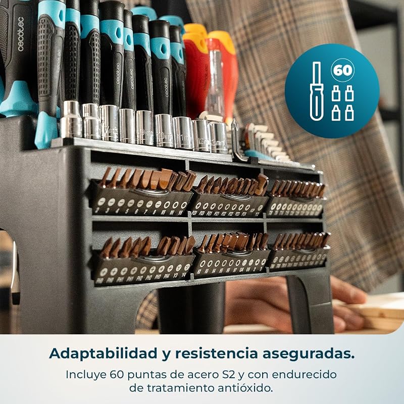 Juego de Destornilladores 126 Piezas HardGyro 1260 Magnetic. Acero CR-V, 3 Destornilladores VDE, 60 Puntas S2, Carraca, Magnetizador, Llaves de Vaso y Allen, Buscapolos, Soporte Incluido