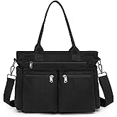 Lamprod Corduroy Crossbody Tote Bag for Women Cute Shoulder Bag Large Messenger Bag Commuter School Purse Handbag Work Multi Pocket(black)