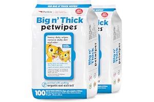 Petkin Large Pet Wipes for Dogs and Cats, 200 Count, Organic Oat Extract, Moistened with Gentle Cleaning Formula, Ideal for Home or Travel