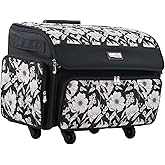 Everything Mary 4 Wheels Collapsible Deluxe Sewing Machine Storage Case, Black - Rolling Trolley Carrying Bag for Brother, Singer
