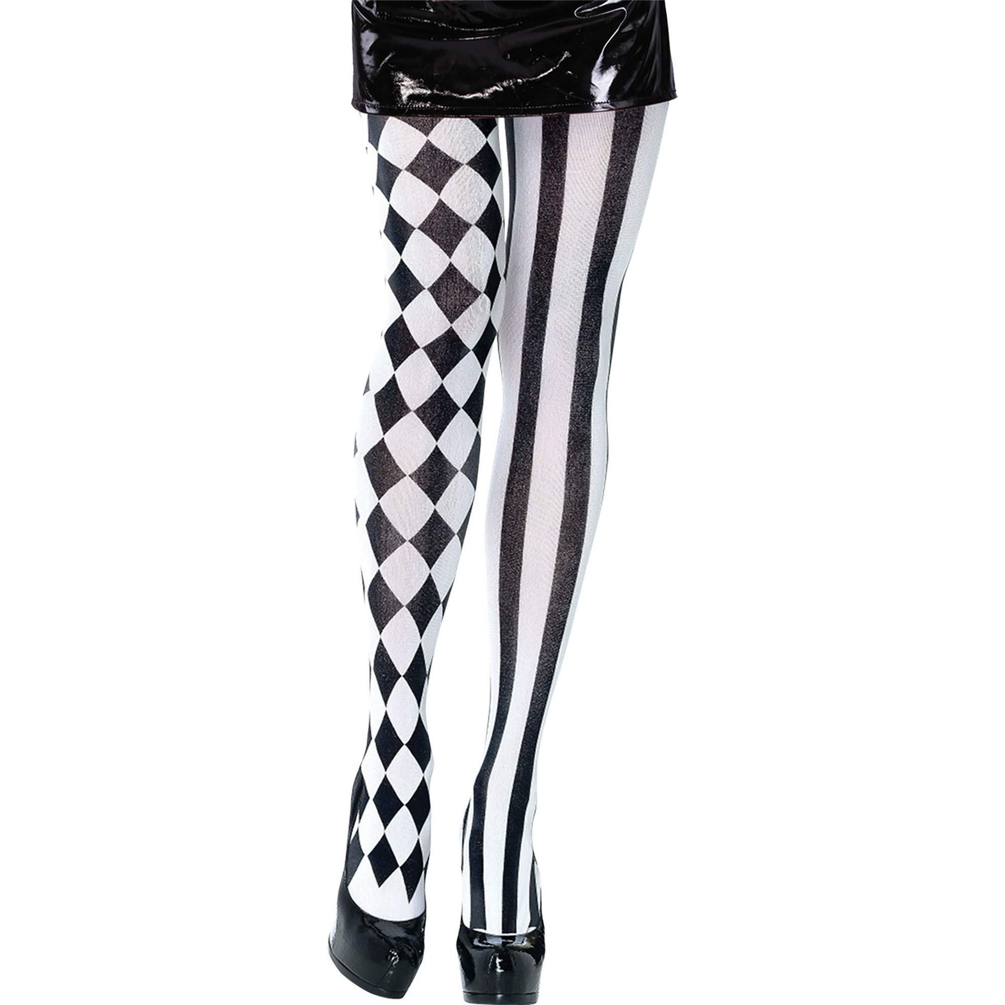 Bristol Novelty Ladies Harlequin Tights Hat, Black & White, One Size UK