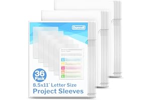 Dunwell Clear Folders for Documents, Plastic 8.5x11 File Sleeves for Document Protection, Filing, Storage, Organization (36 Pack) Transparent Folders with Pockets, Durable Letter Size Document Holder